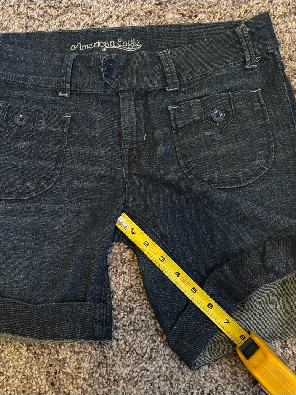 American Eagle Outfitters Dark Blue Cuffed Jean Shorts - Picture 9 of 9
